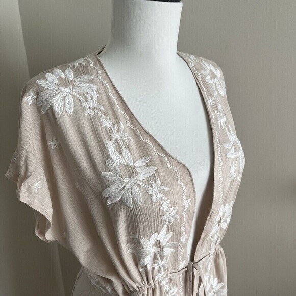 Time For Me Embroidered Boho Duster Kimono Large Floral Long Jacket Festival - Picture 7 of 16